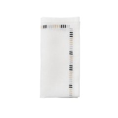 Baccarat X Kim Seybert Harmonie Napkin - White, Black, & Gold, Set of 4 (D)